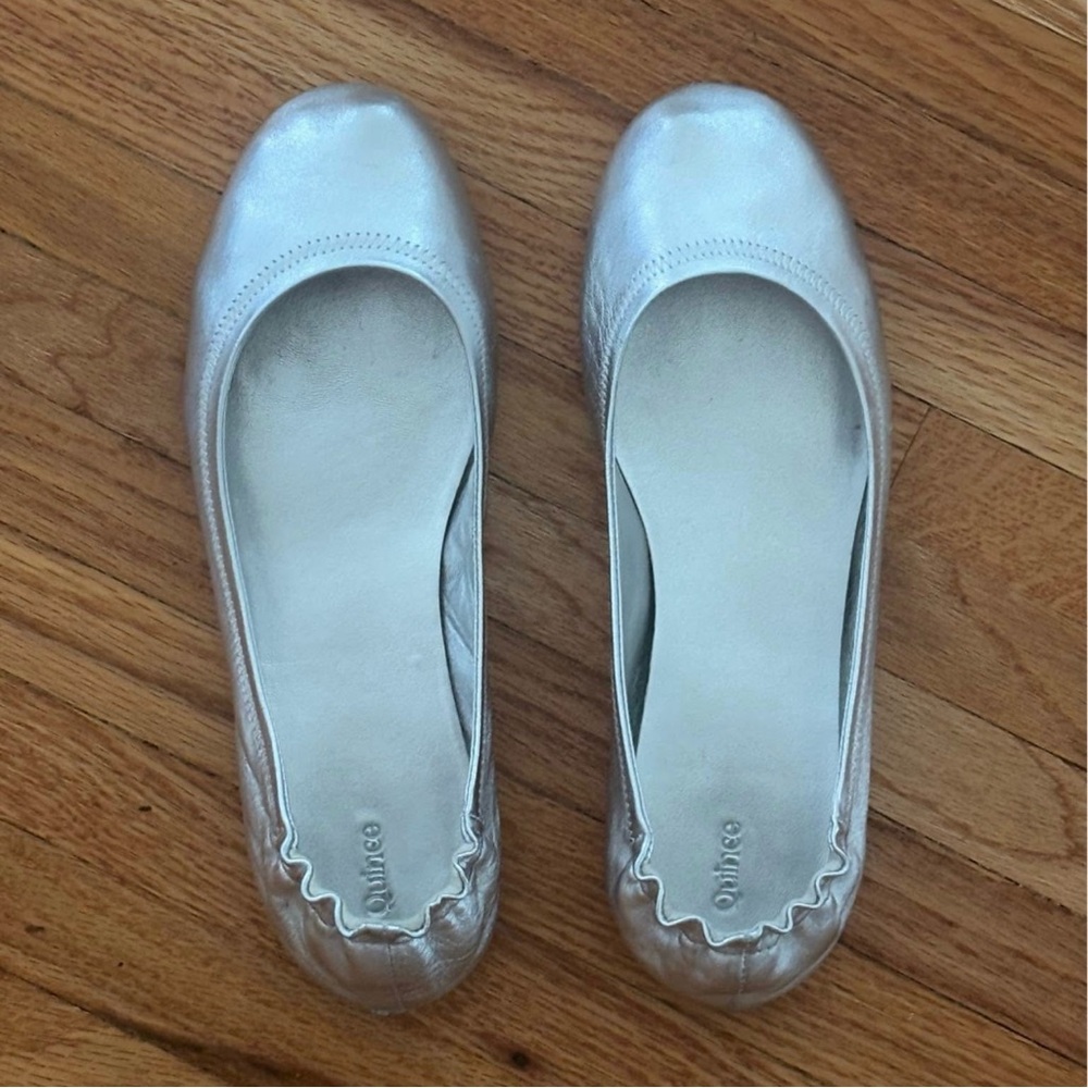 Quince Silver Ballet Flats